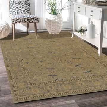 Rugsville Oriental Beige Hand Knotted Wool Persian Carpet  63355