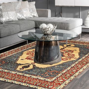 Rugsville Classic Serapi Oriental Beige Wool Persian Carpet 9' x 12'