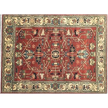 Rugsville Classic Serapi Floral Red & Rust Wool Persian Carpet 9' x 12'