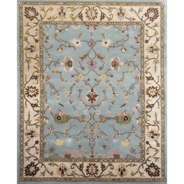  Piera Traditional Floral Blue Wool Handmade Persian Carpet 63504