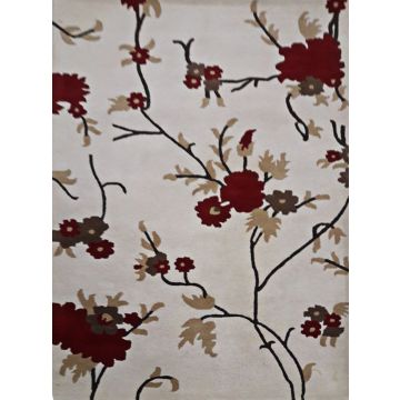 Christian Modern Floral Ivory Handmade Carpet 6' x 9'