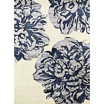 Maverick Modern Floral Ivory Handmade Carpet 5' x 8'