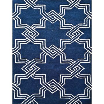 Parker Modern Geometric Blue Handmade Carpet 5' x 8'