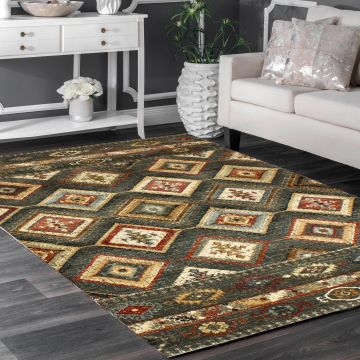 Rugsville Deniz Bohemian Tribal Green Persian Carpet 5'3" x 7'5"