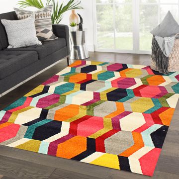 Rugsville Kiral Multi Geometric Modern Carpet 5'3" x 7'5"