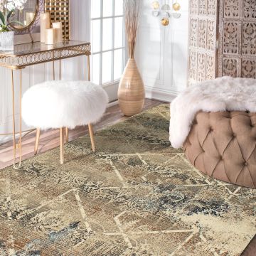 Rugsville Bahadir Brown Floral Persian Carpet 5'3" x 7'4"