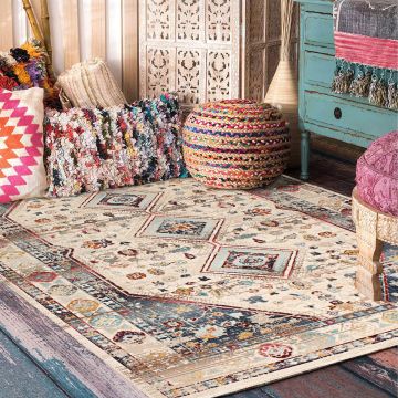 Rugsville Candana Tribal Ivory Oriental Persian Carpet 5'3" x 7'6"