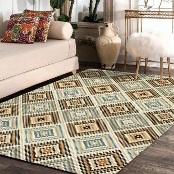 Rugsville Encarna Multi Geometric Modern Carpet 5'3" x 7'6"