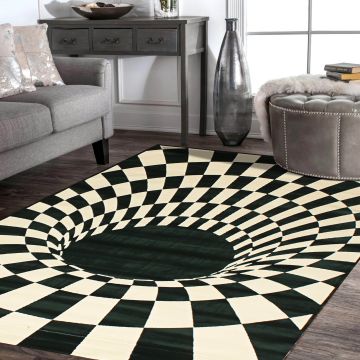 Rugsville Hypno Black & White Graphic Modern Carpet 5'3" x 7'4"