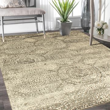 Rugsville Ergin Gray Graphic Transitional Carpet 5'3" x 7'4"