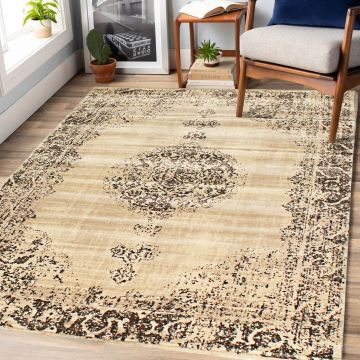 Rugsville Ayaz Vintage Ivory Oriental Persian Carpet 5' x 7'8"