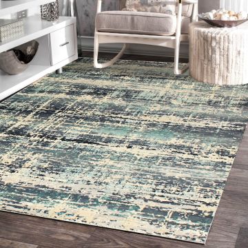 Rugsville Mustafa Blue Abstract Modern Carpet 5'3" x 7'6"