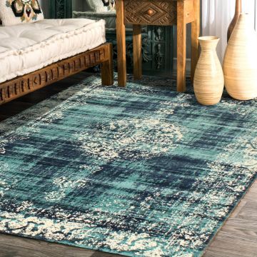 Rugsville Anarbek Vintage Blue Oriental Persian Carpet 5'1" x 7'9"