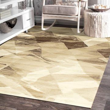 Rugsville Asker Ivory Abstract Modern Carpet 5'1" x 7'7"