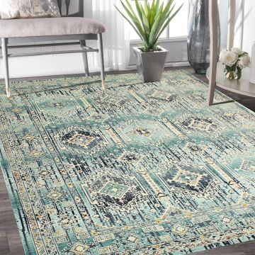 Rugsville Aydar Tribal Blue Floral Persian Carpet 5'3" x 7'7"