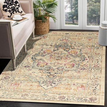 Rugsville Mert Vintage Ivory Oriental Persian Carpet 5'4" x 7'8"