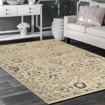 Rugsville Zelda Transitional Beige Floral Persian Carpet 5'7" x 7'7"