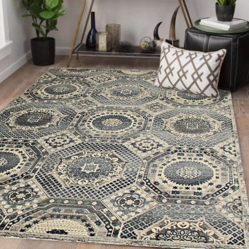 Rugsville Zaire Gray Geometric Vintage Modern Carpet 5'3" x 7'3"