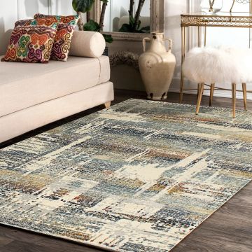 Rugsville Yves Beige Abstract Modern Carpet 5'4" x 7'4"