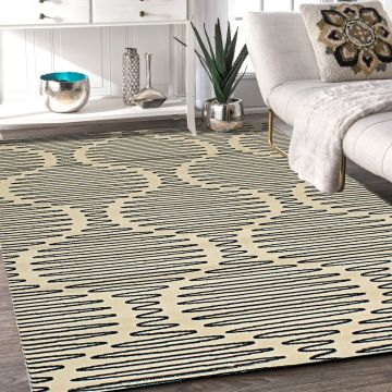 Rugsville Yohji Beige Graphic Modern Carpet 5'1" x 7'6"