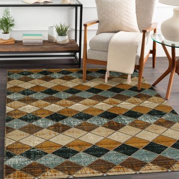 Rugsville Xandra Gold Geometric Modern Carpet 5'7" x 7'7"
