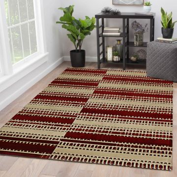 Rugsville Xael Red Stripe Modern Carpet 5'7" x 7'7"
