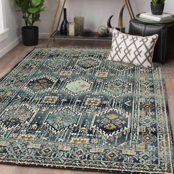 Rugsville Veera Tribal Blue Oriental Persian Carpet 5'3" x 7'6"