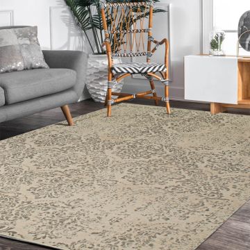 Rugsville Tate Vintage Gray Floral Transitional Carpet 5'3" x 7'5"
