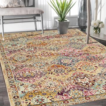 Rugsville Taffeta Transitional Multi Floral Persian Carpet 5'4" x 7'4"