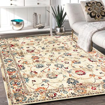 Rugsville Steele Beige Floral Persian Carpet 5'3" x 7'5"