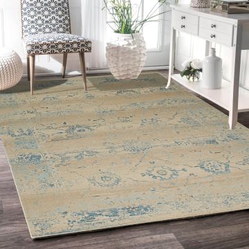 Rugsville Rosslyn Vintage Gray Floral Persian Carpet 5'4" x 7'4"