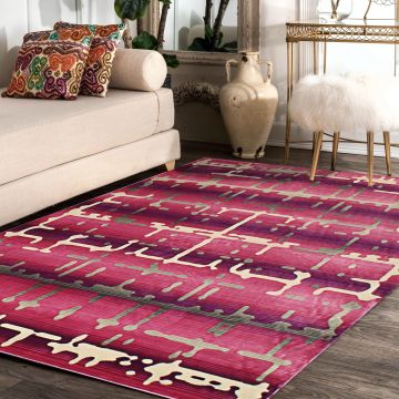 Rugsville Remi Pink Graphic Modern Carpet 5'4" x 7'6"