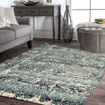 Rugsville Quiller Blue Graphic Modern Carpet 5'3" x 7'6"