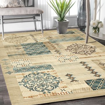 Rugsville Pryor Ivory Graphic Modern Carpet 5' x 7'6"