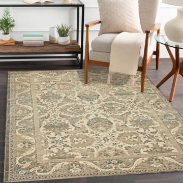 Rugsville Olivia Ivory Floral Vintage Persian Carpet 5' x 7'7"