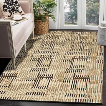 Rugsville Nye Beige Graphic Modern Carpet 5' x 7'7"