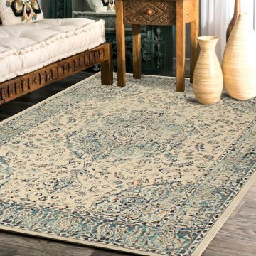 Rugsville Naji Ivory Oriental Persian Carpet 5'4" x 7'7"