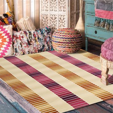 Rugsville Mia Multicolor Stripe Modern Carpet 5'3" x 7'6"