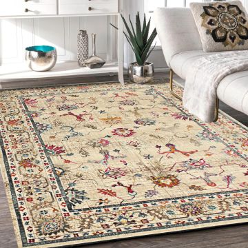 Rugsville Mairi Beige Floral Persian Carpet 5'3" x 7'5"