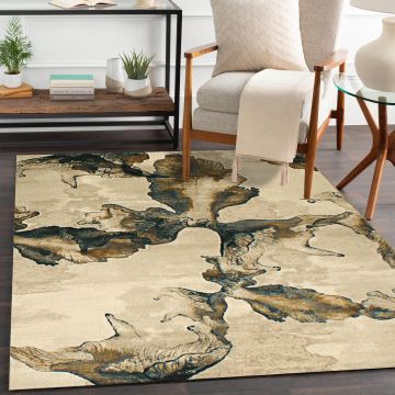 Rugsville Magnus Beige Graphic Modern Carpet 5'1" x 7'7"