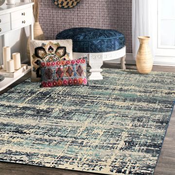 Rugsville Kyson Blue Abstract Modern Carpet 5'3" x 7'6"
