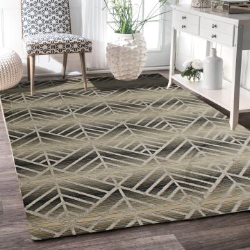 Rugsville Keir Gray Geometric Modern Carpet 5'3" x 7'6"
