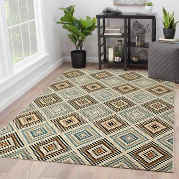 Rugsville Jaelyn Blue Geometric Modern Carpet 5' x 7'8"