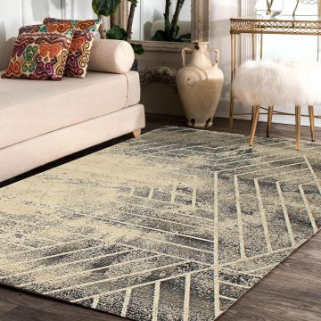 Rugsville Lilian Geometric Gray Modern Carpet 5'4" x 7'4"