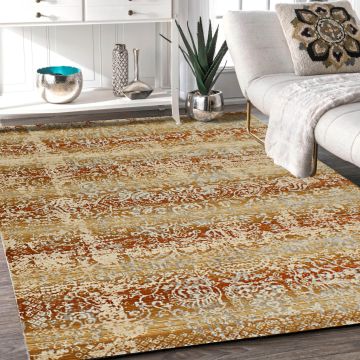 Rugsville Liana Ivory Floral Designer Modern Carpet 5'4" x 7'8"
