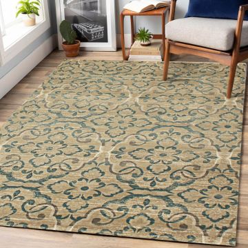 Rugsville Kadence Floral Ivory Transitional Carpet 5'1" x 7'7"