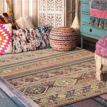 Rugsville Anabelle Tribal Multi Geometric Southwestern Carpet 5'1" x 7'6"