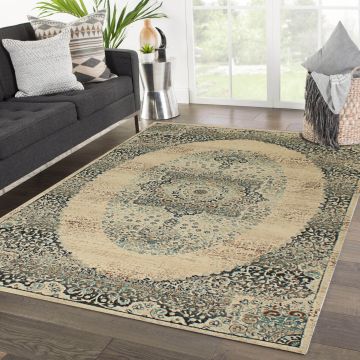 Rugsville Skye Medallian Ivory Persian Carpet 5'5" x 7'6"