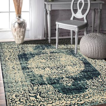 Rugsville Erica Vintage Oriental Blue Persian Carpet 5" x 7'8"
