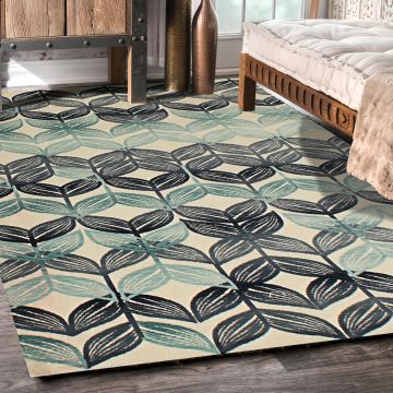 Rugsville Gracelyn Graphic Blue Modern Carpet 5'3" x 7'6"